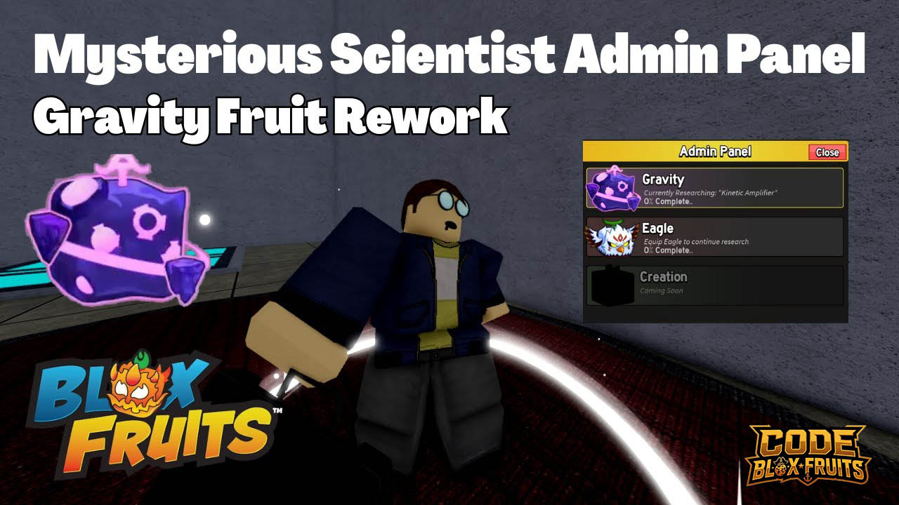Admin Panel hiển thị các nâng cấp của Gravity trong Blox Fruits