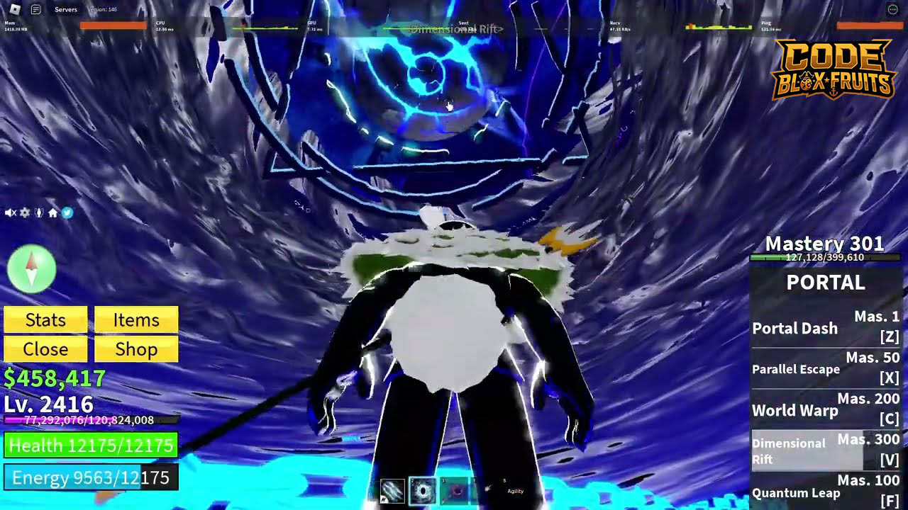 Không gian Dimensional Rift của Portal trong Blox Fruits