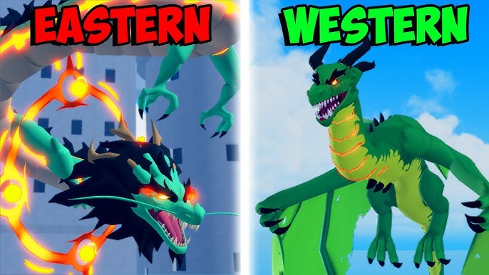 So sánh ngoại hình Eastern Dragon và Western Dragon trong Blox Fruits