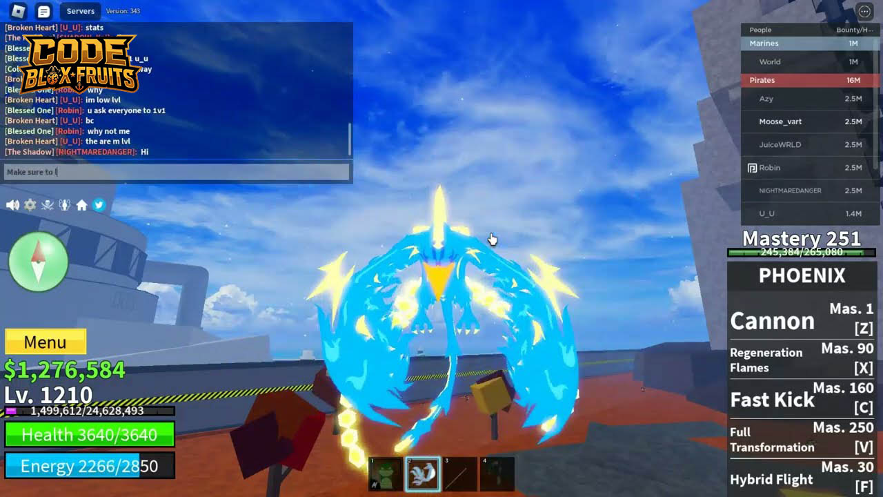 Phoenix Full Transformation trong Blox Fruits cùng thanh Energy