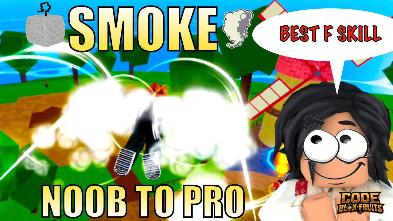 Người chơi dùng Smoke Bomber bay phía trên nhóm NPC trong Blox Fruits