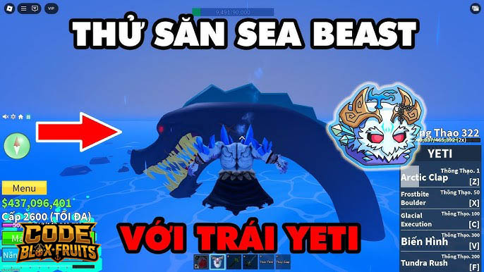 Yeti tạo ice platform trên mặt nước trong Sea Events