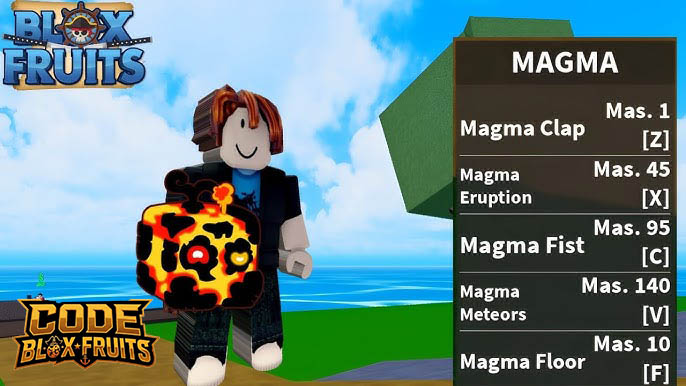 Giao diện kỹ năng Magma V1 trong Blox Fruits với các mốc Mastery
