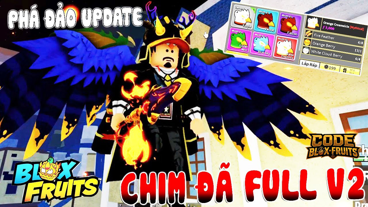 Admin Panel hiển thị ba nâng cấp của trái Eagle trong Blox Fruits