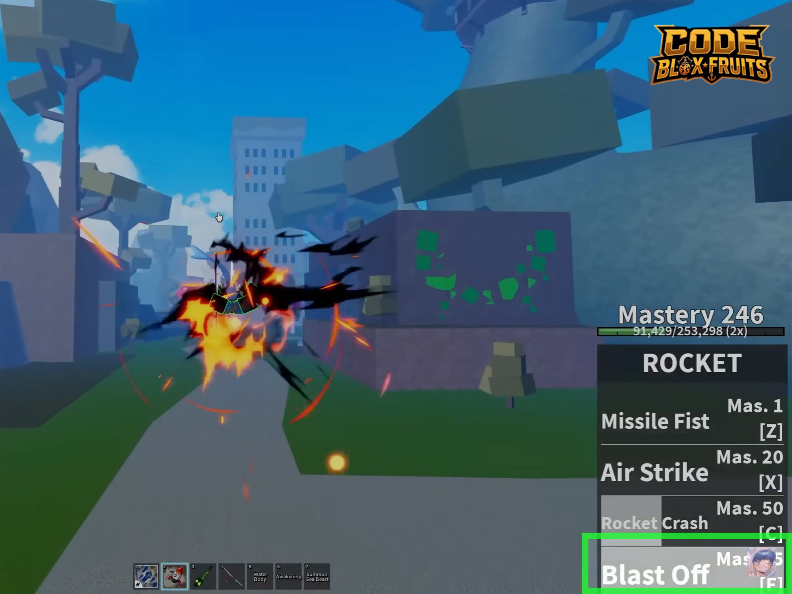 Blast Off giúp người chơi bay bằng Trái Rocket trong Blox Fruits
