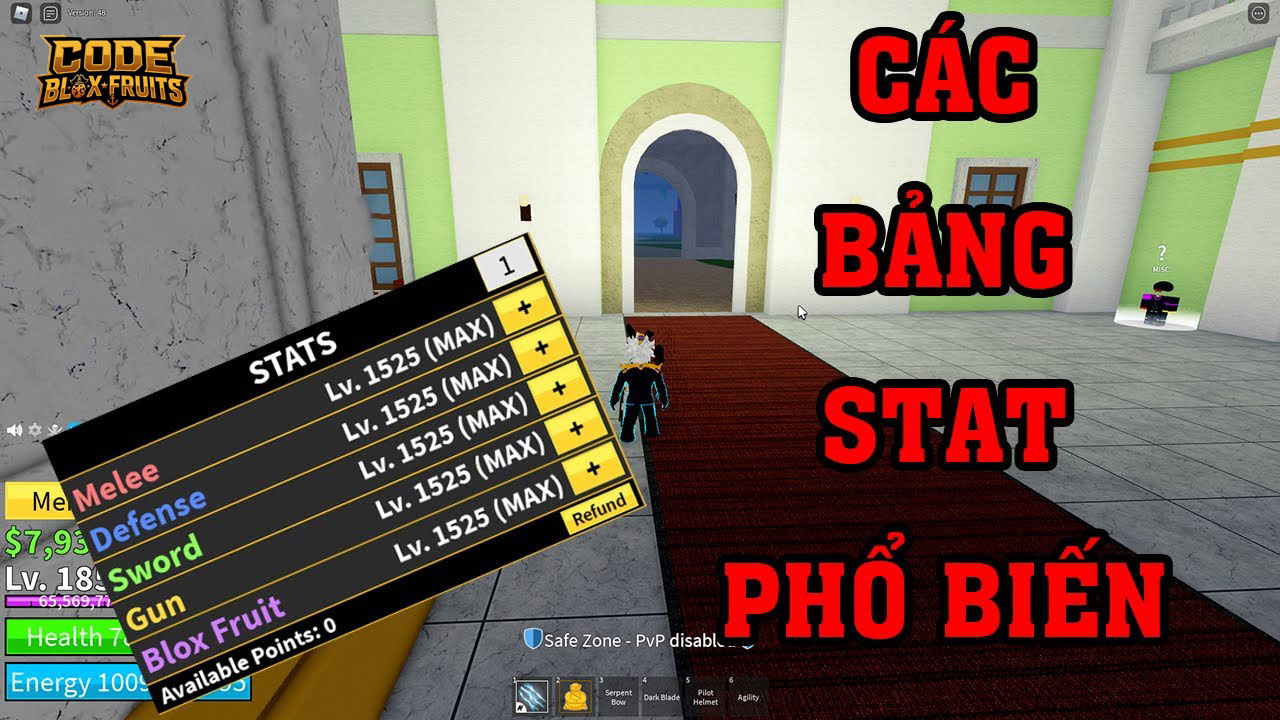 Ô nhập số điểm trong menu Stats của Blox Fruits