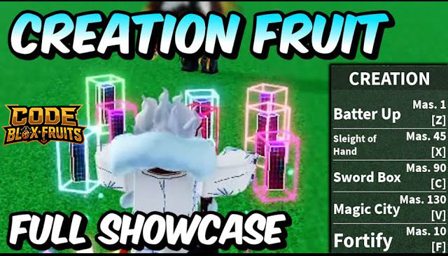 Giao diện bộ kỹ năng và Mastery của Creation trong Blox Fruits