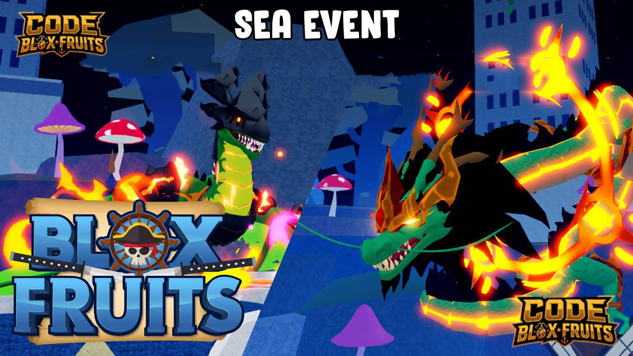 Full Dragon Form tấn công mục tiêu trong Sea Event của Blox Fruits