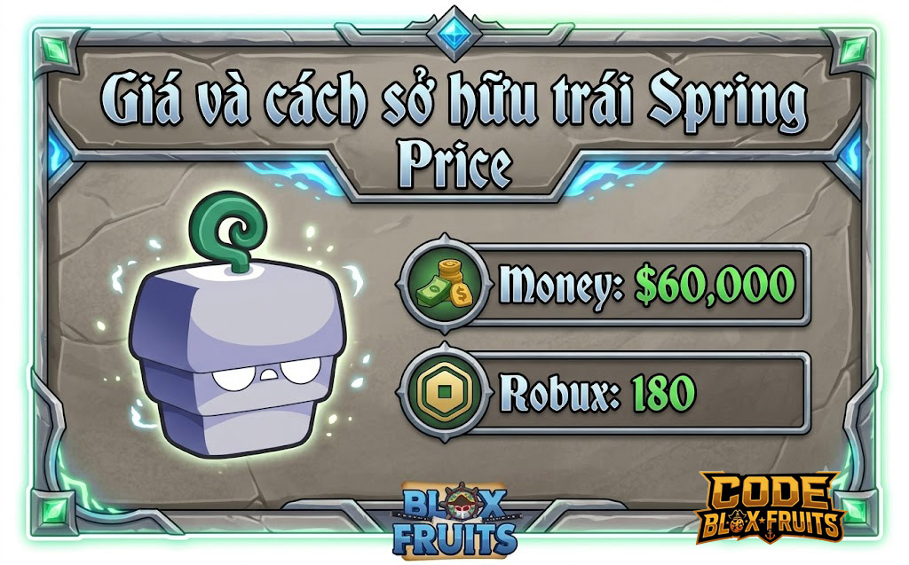 Spring hiển thị trong giao diện Blox Fruit Dealer