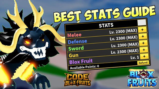 Giao diện Stats trong Blox Fruits hiển thị năm nhóm chỉ số
