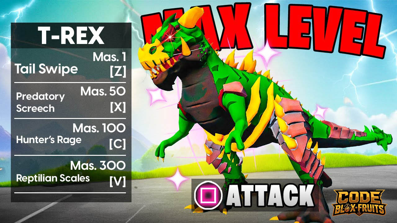 T-Rex sử dụng M1 để tấn công nhóm NPC trong Blox Fruits